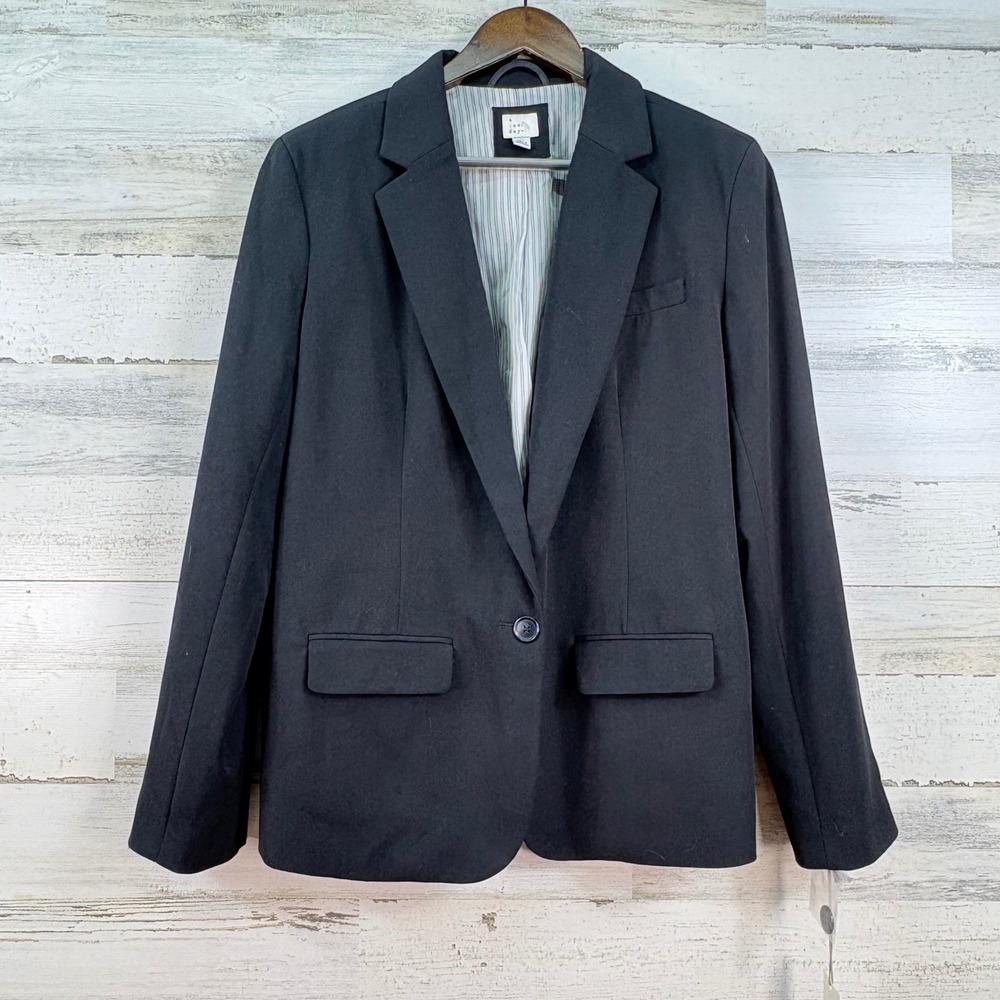 Aโ New Day Womens Black Single Button Blazer Jacket Sz 14 NWT Capsule Minimalist